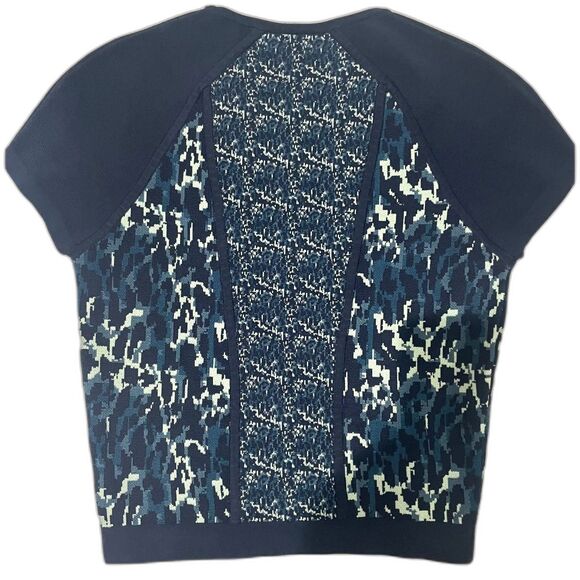 Parker Women's Bandage Knit Top Blue Teal Silhouette Slimming Smoothing - Picture 2 of 5